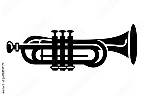 eb trumpet silhouette illustration for music brass instrument and performance design