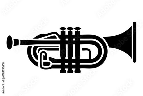 c trumpet silhouette illustration for music brass instrument and performance design