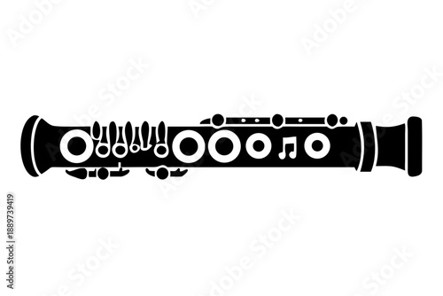 concert flute silhouette illustration for music woodwind instrument and performance design