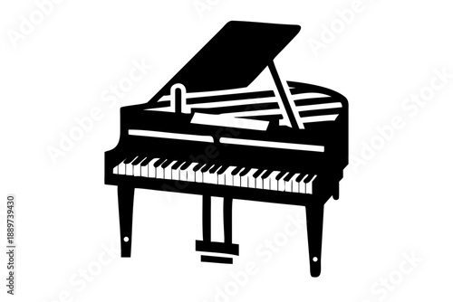 baby grand piano silhouette illustration for classical music and creative design