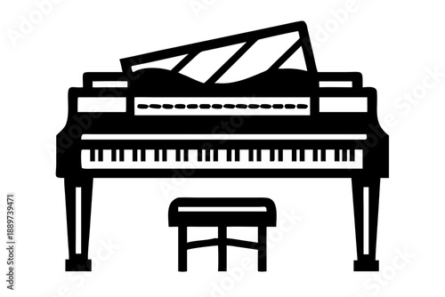 spinet piano silhouette illustration for classical music and creative design