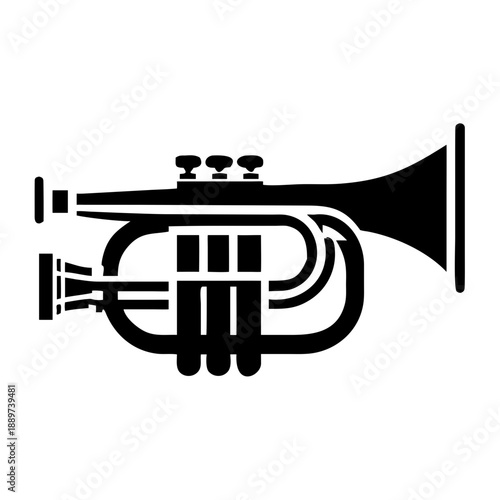 flugelhorn silhouette icon illustration for music brass instrument and performance design