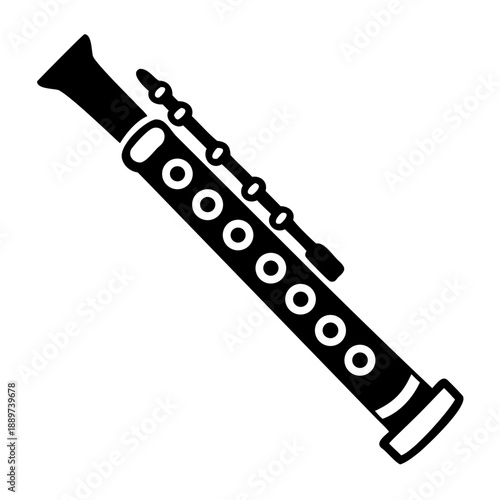 alto flute silhouette icon illustration for music woodwind instrument and performance design