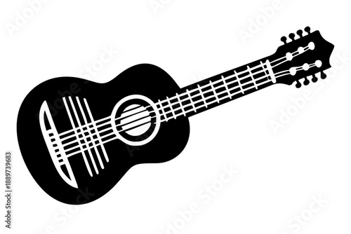 classical guitar silhouette illustration for music and creative design