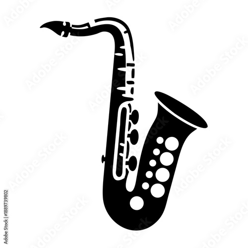 alto saxophone icon silhouette illustration for jazz music and creative design
