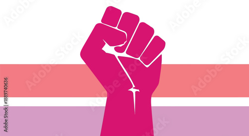 Feminist Raised Fist Vector Illustration in Pink for Empowerment and Equality Campaigns