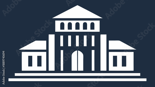 Ancient roman temple silhouette isolated on white background, Vector