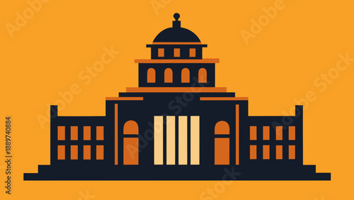 Illustrated government building isolated on white background, Vector