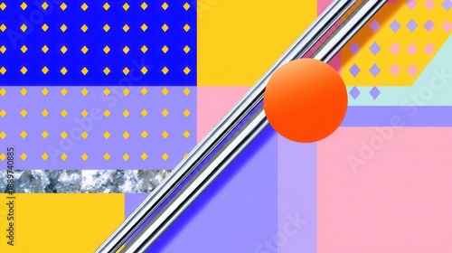Geometric abstract composition with bold shapes vibrant colors