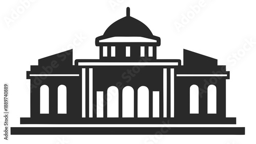 Grand classical building with dome isolated on white background, Vector