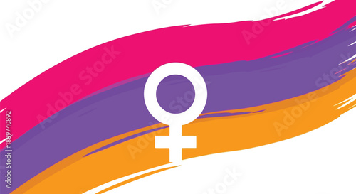 Feminism symbol vector with colorful brush strokes for International Women’s Day