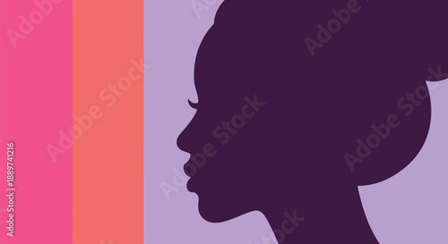 Female Silhouette Profile Vector Illustration in Modern Minimalist Style