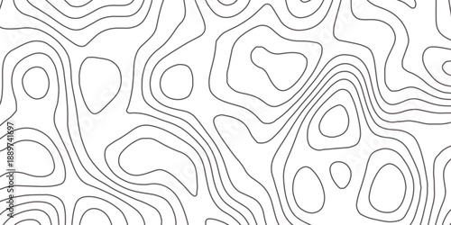 Abstract design with seamless pattern with lines topographic map. geographic mountain relief. the white on black contours topography stylized height of the lines. geographic contour map paper texture.