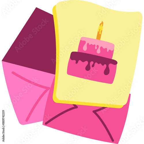 Birthday Card Flat Illustration