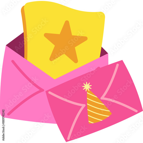 Birthday Card Flat Illustration