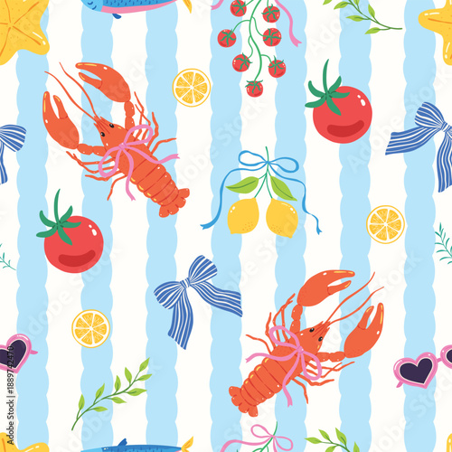 La Dolce Vita Italian Summer Vibes Seamless Pattern Background
