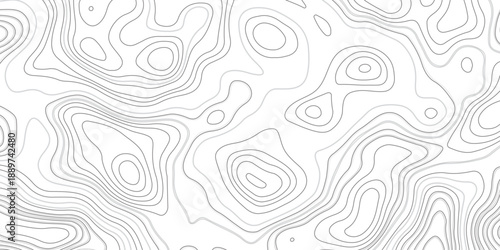 Abstract design with seamless pattern with lines topographic map. geographic mountain relief. the white on black contours topography stylized height of the lines. geographic contour map paper texture.