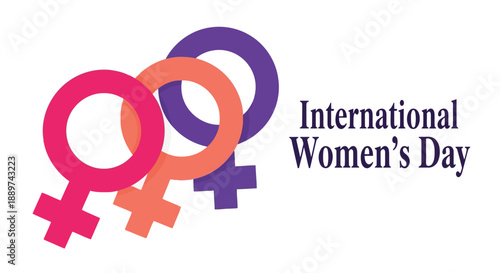 International Women’s Day vector illustration with female gender symbols and modern colors
