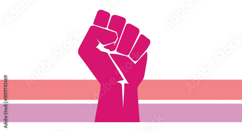 Feminist Raised Fist Vector Illustration in Pink for Empowerment and Activism Designs