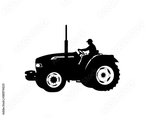 Black Tractor Silhouette Illustration