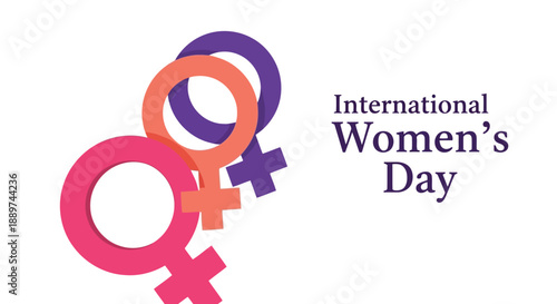 International Women’s Day vector illustration with female gender symbols and modern design
