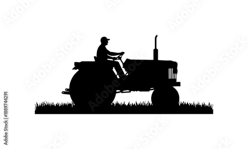 Farmer on Tractor Silhouette