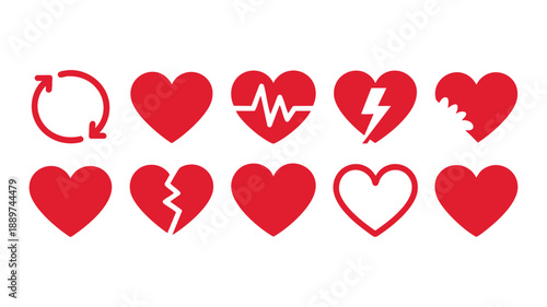 Heart health icons set with various symbols