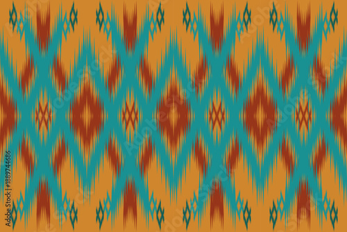 Ikat seamless pattern it‘s design for traditional fabric, wallpaper, background, sarong, clothing, curtain, carpet and more.