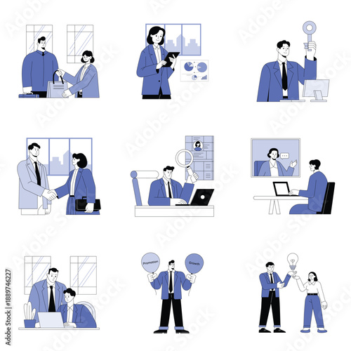 Human resources Vector Flat Illustration Set 2