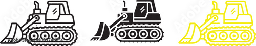 Skid Steer Loader Icons Set Illustration Black And White Color Vector Design