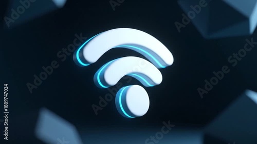 Abstract glowing 3d wifi icon internet connection symbol