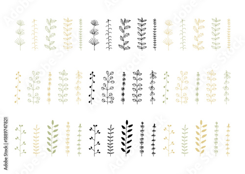 植物の手描きイラストセット