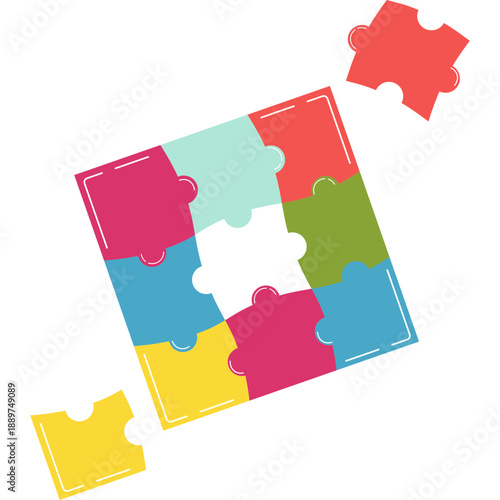 Toy Puzzle Game Flat Illustration