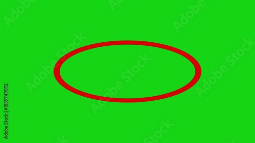 Red eclipse circle animation isolated on green screen 4K resolution. Red circular highlight animation with smooth motion on green screen background for highlighting 