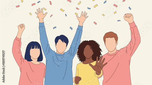 People celebrating with confetti in festive atmosphere jkahsfc