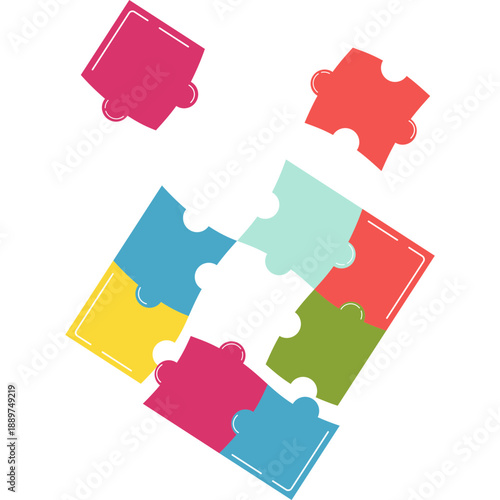 Toy Puzzle Game Flat Illustration