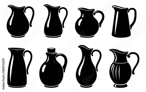 Silhouette jugs and pitchers set featuring various designs for kitchen and beverage use