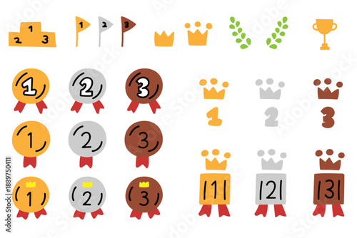 手描き風の可愛い王冠やメダルのランキング素材