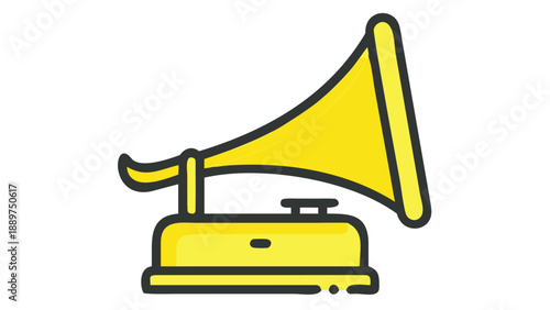 Yellow gramophone icon vector