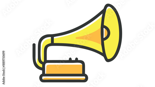 Yellow gramophone icon vector