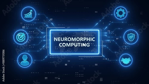 Wallpaper Mural Neuromorphic Computing Concept.Brain-Inspired AI, Neurons, Synapses, and Spiking Neural Networks.futuristic blue technology background Torontodigital.ca