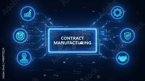 Wallpaper Mural CMS - Contract Manufacturing Services Concept.futuristic blue technology background. Torontodigital.ca