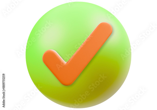 Green sphere with orange check mark signifying approval