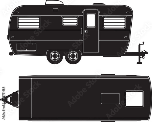 Black and White Line of Two Different Trailers with Wheels and Hitches also transparent background line wheels
