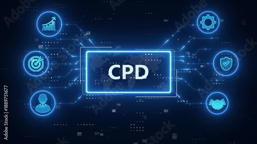 Wallpaper Mural CPD - Continuing Professional Development concept.futuristic blue technology background. Torontodigital.ca