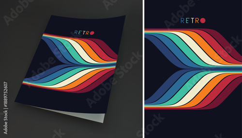An element from a set of colored lines. Space for text. Retro style. Dynamic ribbons. Color gradient. Vector image for brochure, poster, cover, presentation, flyer, or banner.