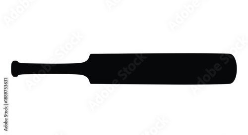 A dark silhouette of a cricket bat against a white background silhouette