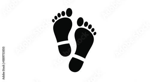 Two black footprints on a white background simple design silhouette