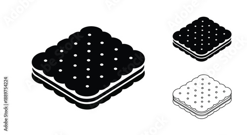 Chocolate sandwich cookies in varying perspectives a bold silhouette