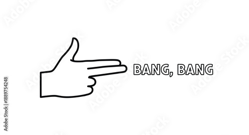 Hand gun gesture with text a striking black silhouette